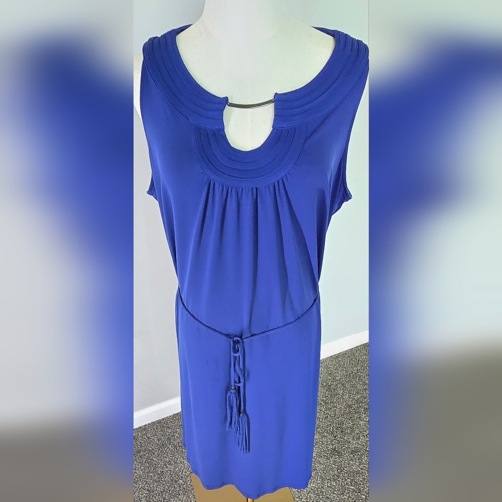 Dana Buchman Violet Sleeveless Dress with Tie Waist